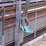 Height-adjustable watering trough fastener